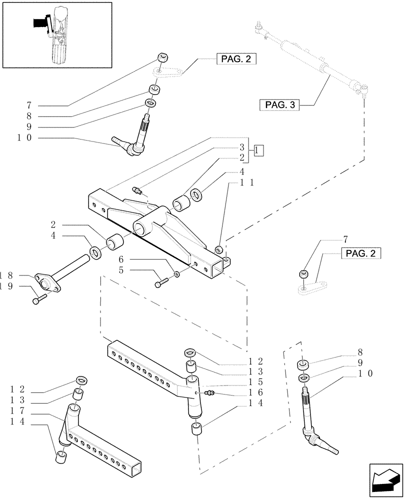 Схема запчастей Case IH MXU130 - (1.41.0/01[01]) - 2WD FRONT AXLE - BODY (04) - FRONT AXLE & STEERING