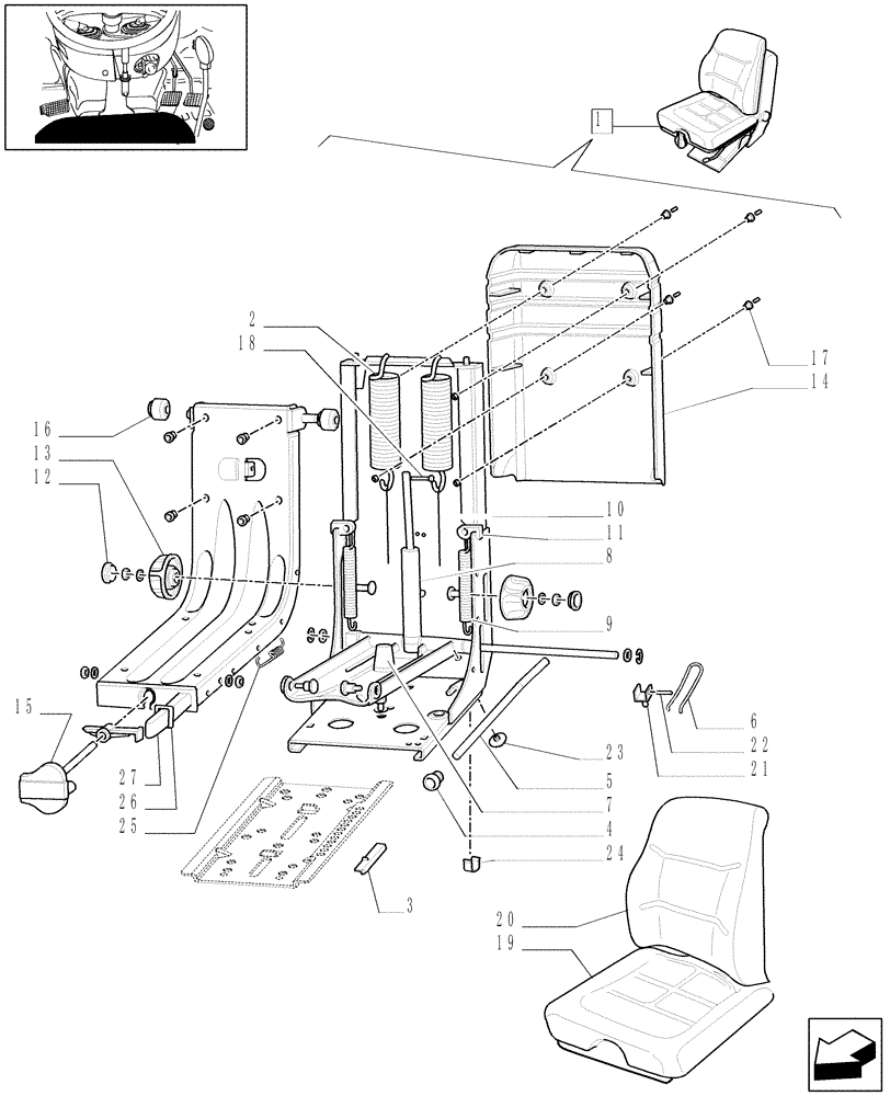 Схема запчастей Case IH JX1095C - (1.92.85/ B) - "MT" PVC SEAT - BREAKDOWN (10) - OPERATORS PLATFORM/CAB