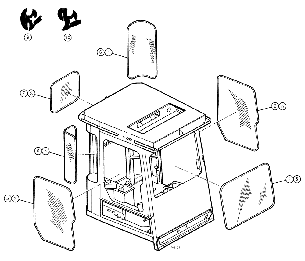 Схема запчастей Case IH 3150 - (01-008) - CAB GLASS Cab Interior