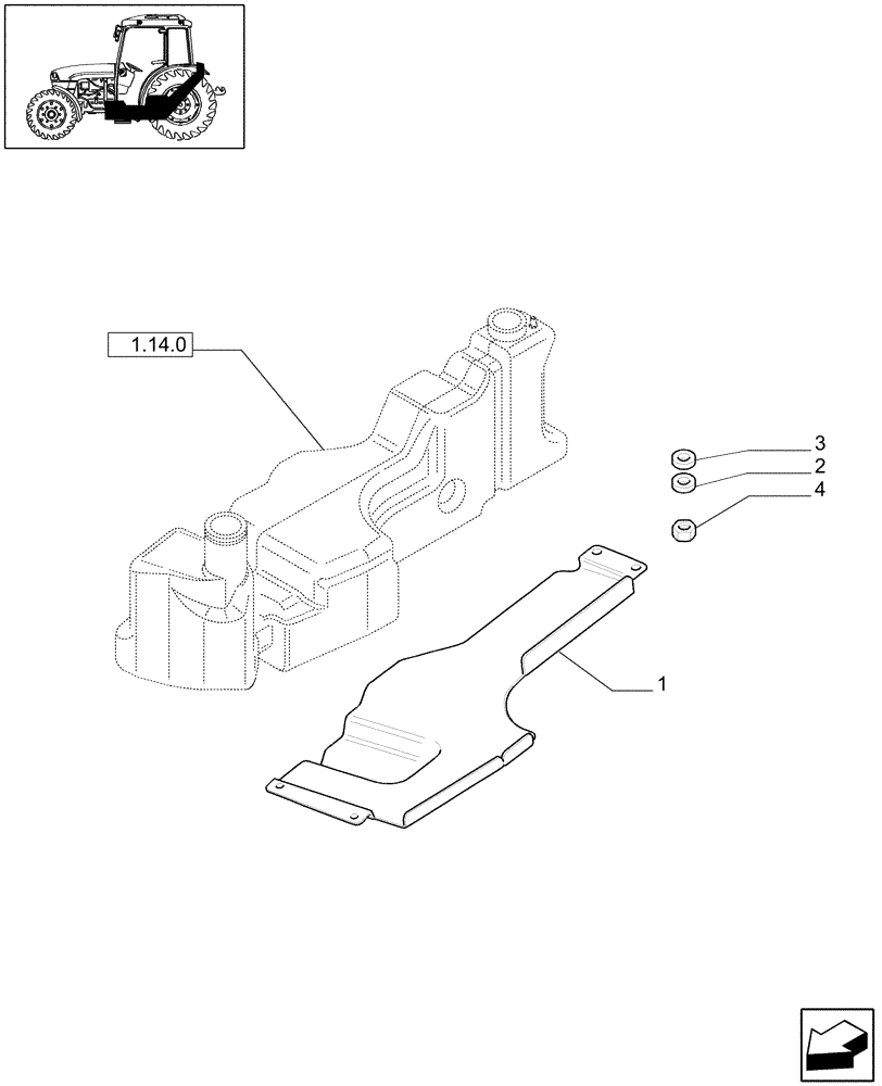 Схема запчастей Case IH JX1085C - (710131120) - (DIA KIT) STANDARD FUEL TANK SHIELD PROTECTION (18) - VARIATIONS