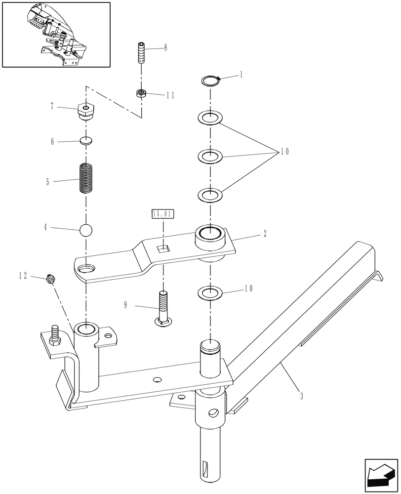 Схема запчастей Case IH RB454 - (15.14[1]) - TWINE ARM DRIVE BRACKET, P.I.N. Y9N043084 & PRIOR (15) - KNOTTER /WRAPPER