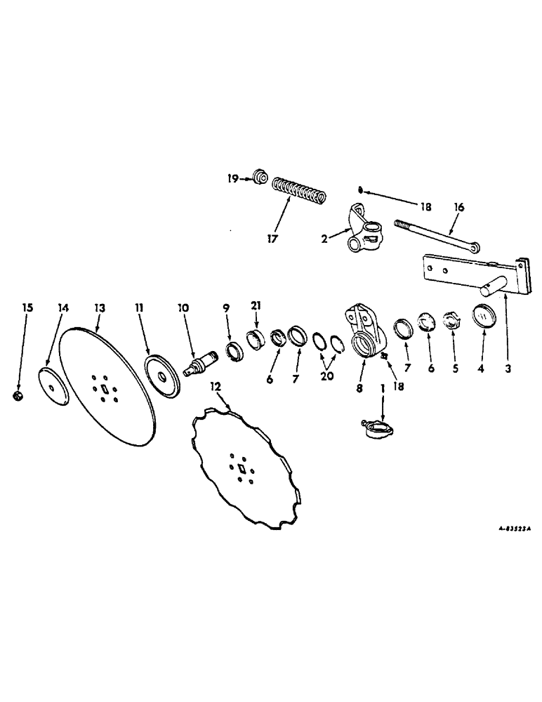 Схема запчастей Case IH 521 - (AA-09) - ROLLING COLTER, CUSHION SPRING, PRECISION BEARING SINGLE ARM, NOT USED W/656 TRACTORS 