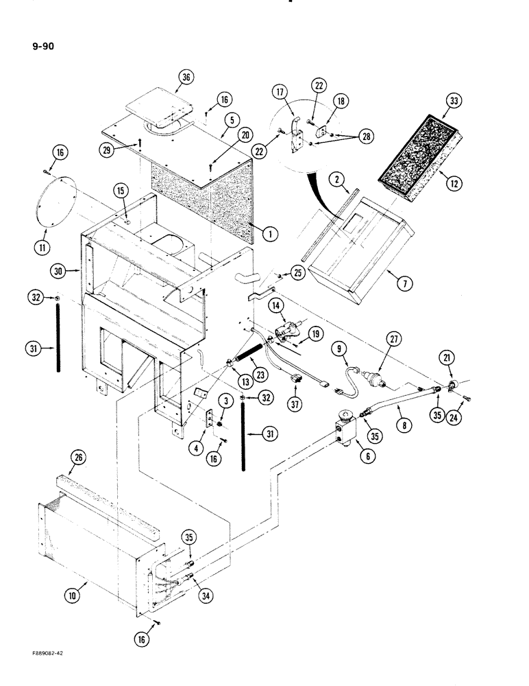 Схема запчастей Case IH STEIGER - (9-090) - AIR CONDITIONER AND HEATER MODULE, EXTERNAL COMPONENTS, CAB (09) - CHASSIS/ATTACHMENTS