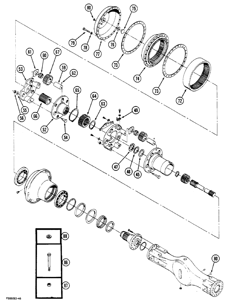 Схема запчастей Case IH STEIGER - (6-76) - AXLE ASSEMBLY, HOUSING AND WHEEL END, K598.60/70 SERIES (06) - POWER TRAIN