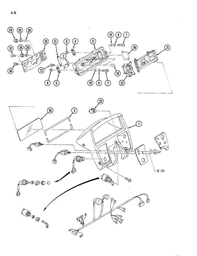 Схема запчастей Case IH 1120 - (4-08) - INSTRUMENT CLUSTER, FUSES AND SWITCHES (04) - ELECTRICAL SYSTEMS