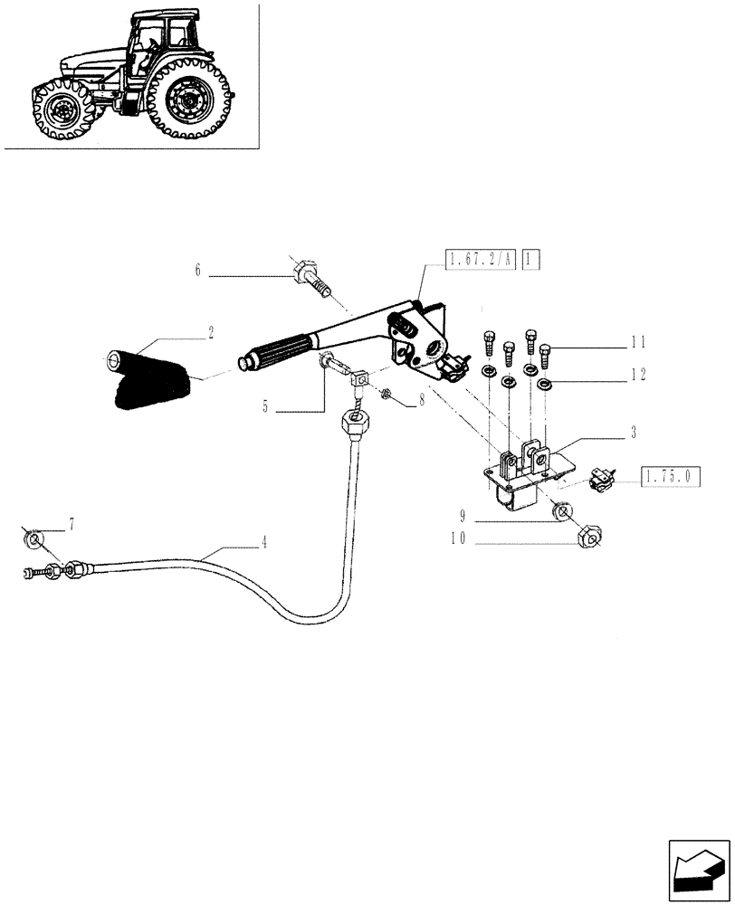 Схема запчастей Case IH JX85 - (1.92.0[10]) - CAB - HANDBRAKE CONTROL, CASING AND CABLE (10) - OPERATORS PLATFORM/CAB