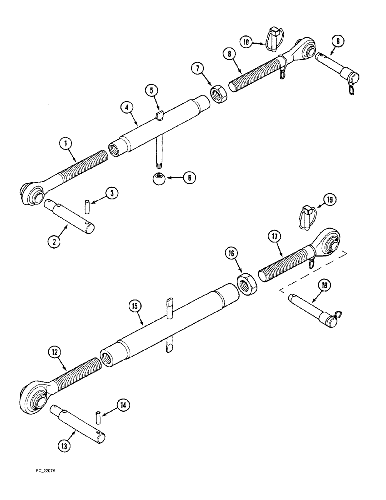 Схема запчастей Case IH 3220 - (9-104) - THREE POINT HITCH, UPPER LINKS (09) - CHASSIS/ATTACHMENTS