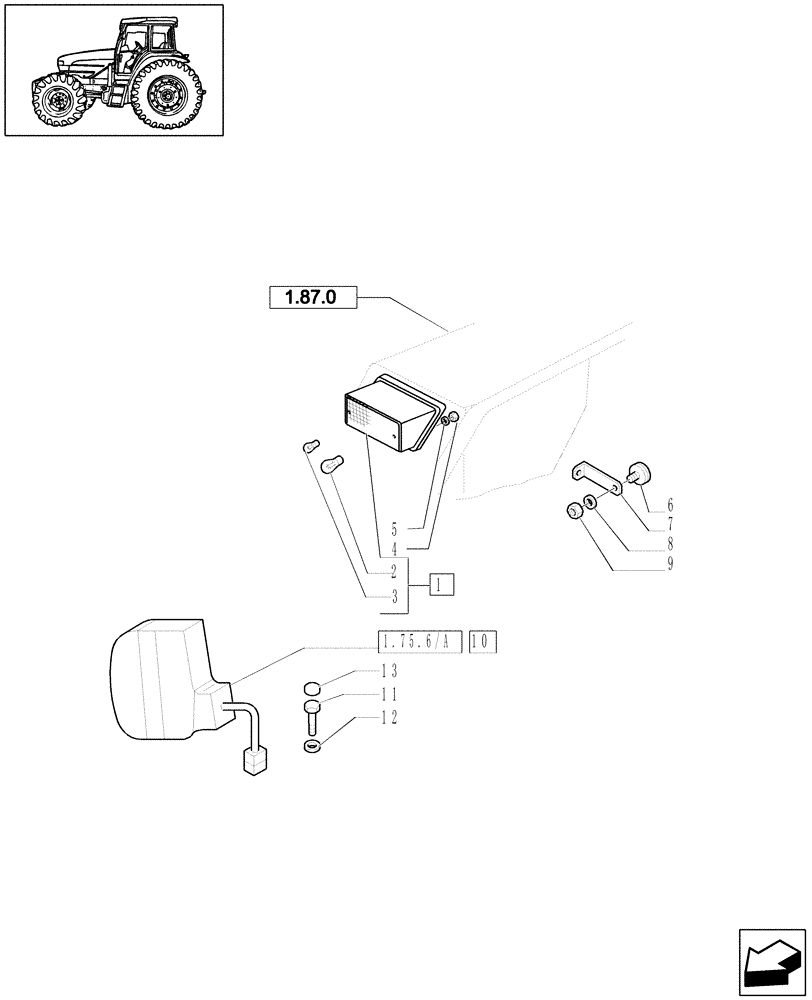 Схема запчастей Case IH JX1080U - (1.75.6[02]) - LIGHTING COMPONENTS - (L/CAB) (06) - ELECTRICAL SYSTEMS