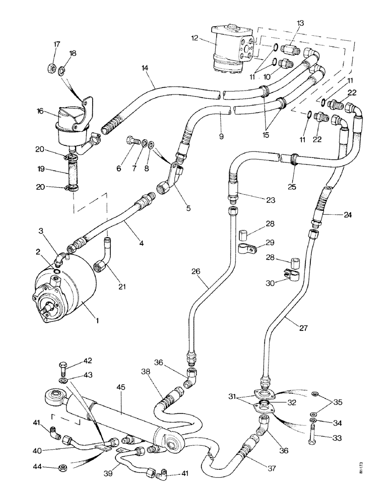 Схема запчастей Case IH 1490 - (H08-1) - STEERING SYSTEM - CARRARO AXLE, MFD MODEL, HIGH PLATFORM (13) - STEERING SYSTEM