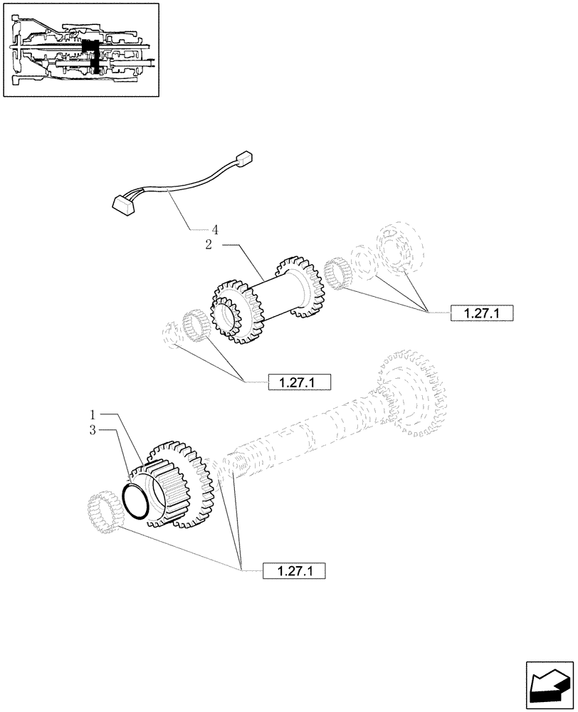 Схема запчастей Case IH JX1080U - (1.27.2) - (VAR272) (HI-LO) AND SYNCHRONIZED REVERSING GEAR - GEARS & ELECTRIC CABLE (03) - TRANSMISSION