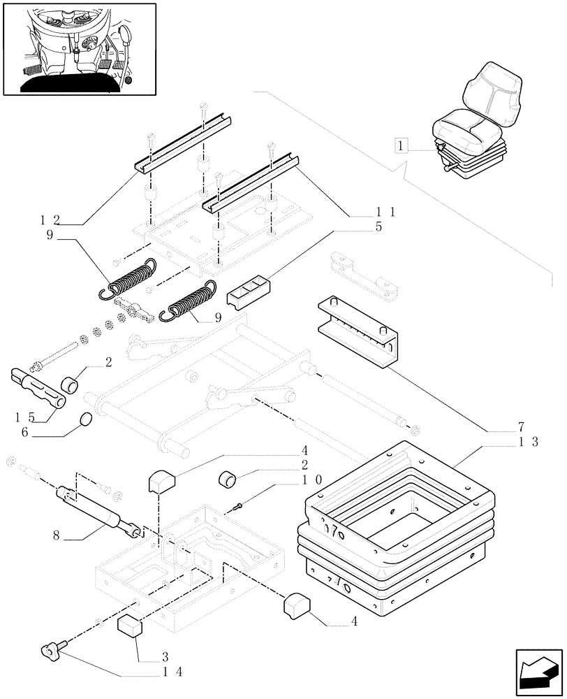 Схема запчастей Case IH JX1075N - (1.92.85/01B[02]) - (VAR.090) CASE SEAT, WITHOUT BELTS, WITHOUT SWITCH - BREAKDOWN - D5644 (10) - OPERATORS PLATFORM/CAB