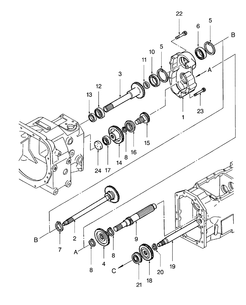 Схема запчастей Case IH D29 - (07D01) - FRONT TRANSMISSION GEARS, W/DUAL CLUTCH INPUT SHAFT (03) - TRANSMISSION