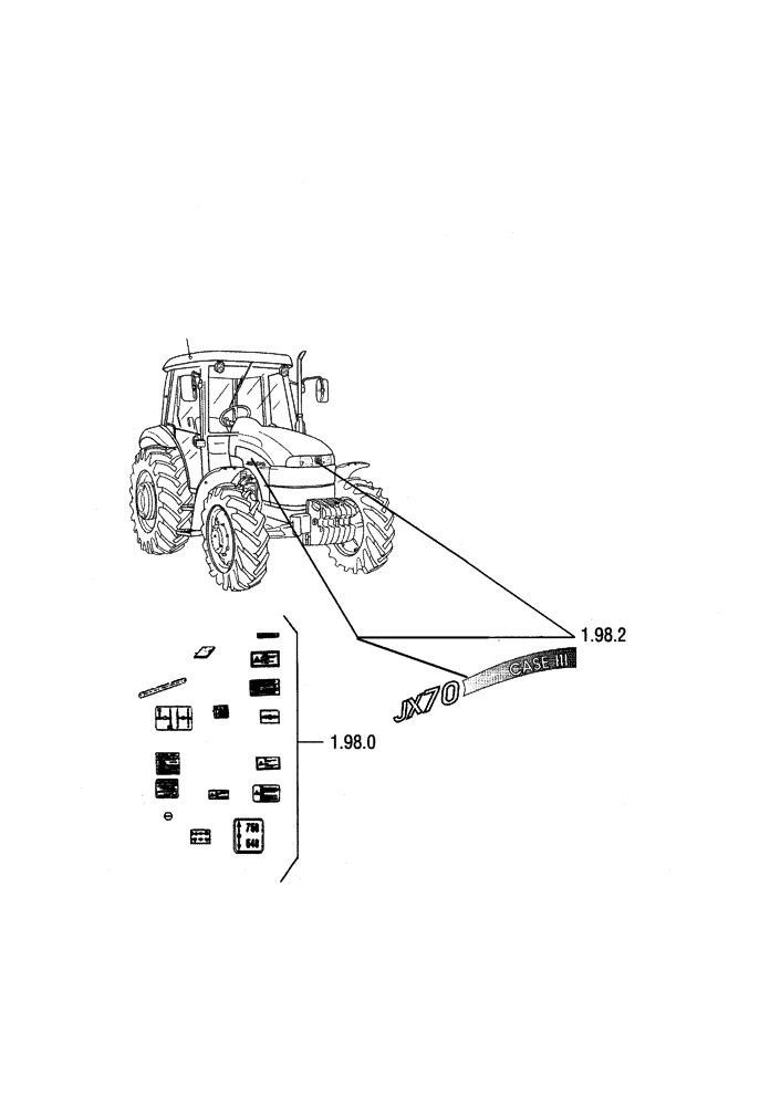Схема запчастей Case IH JX80 - (SEC. 13) - DECALS (00) - GENERAL