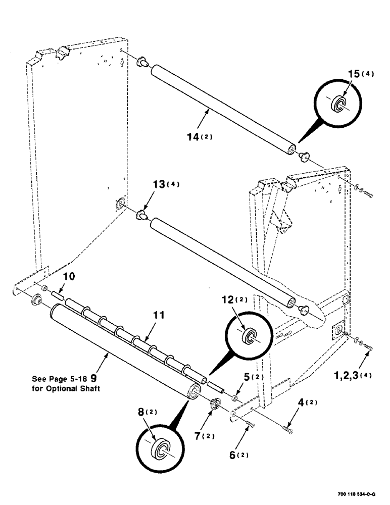 Схема запчастей Case IH 8465 - (5-12) - TAILGATE ROLLER ASSEMBLY, SERIAL NUMBER CFH0077366 THROUGH CFH0078354 (16) - BALE EJECTOR