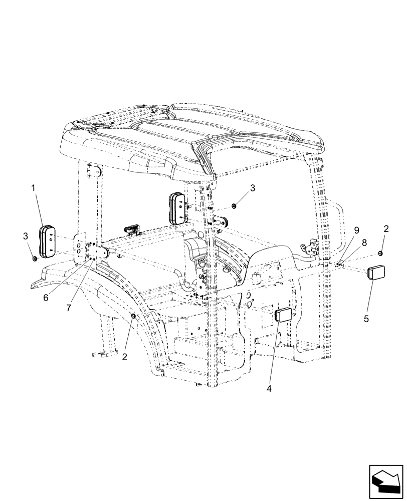 Схема запчастей Case IH DX55 - (06.08) - FRONT & REAR LAMPS (06) - ELECTRICAL SYSTEMS