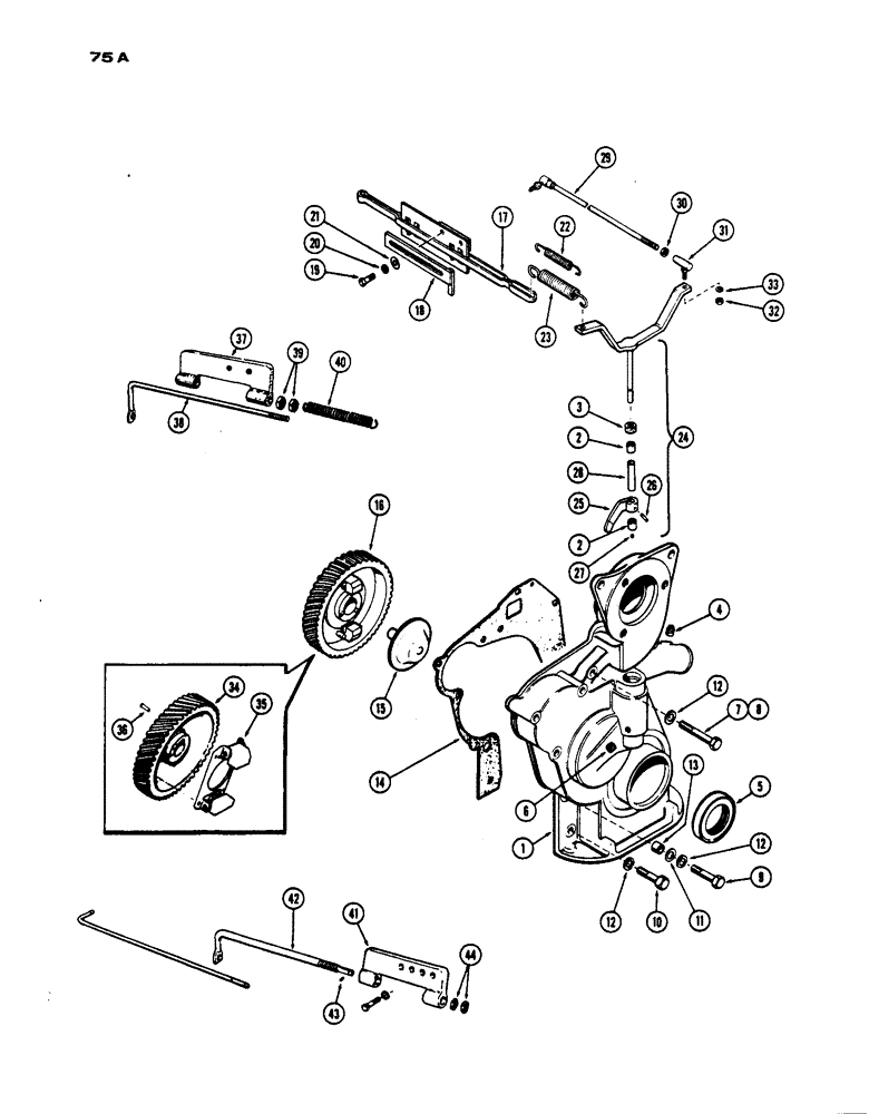 Схема запчастей Case IH 530 - (075A) - GOVERNOR AND TIMING GEAR COVER, PRIOR TO S/N 8262800, 530 MODEL, 159 SPARK IGNITION ENGINE (02) - ENGINE