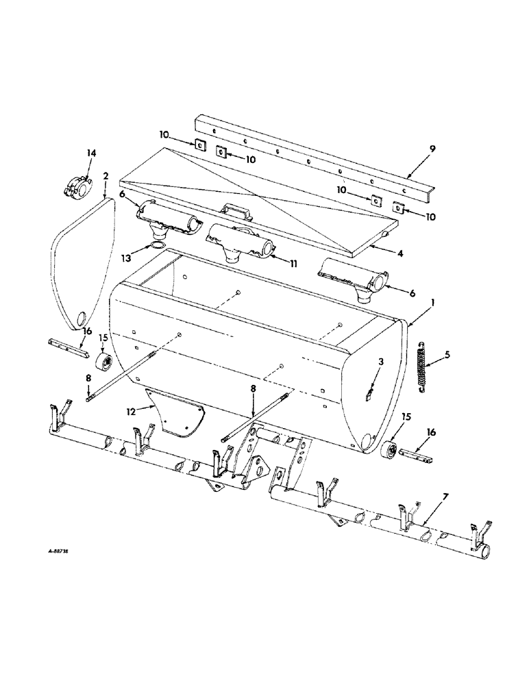 Схема запчастей Case IH DRY - (A-107) - DRY FERTILIZERS, HOPPER AND MAIN FRAME, FOR 715 LB. CAPACITY HOPPERS 