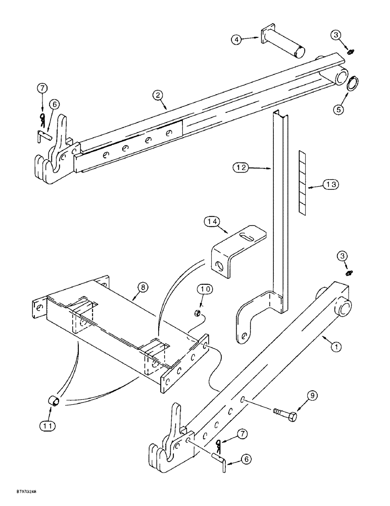 Схема запчастей Case IH 6800 - (9-08) - UNDERSLUNG HITCH (09) - CHASSIS/ATTACHMENTS