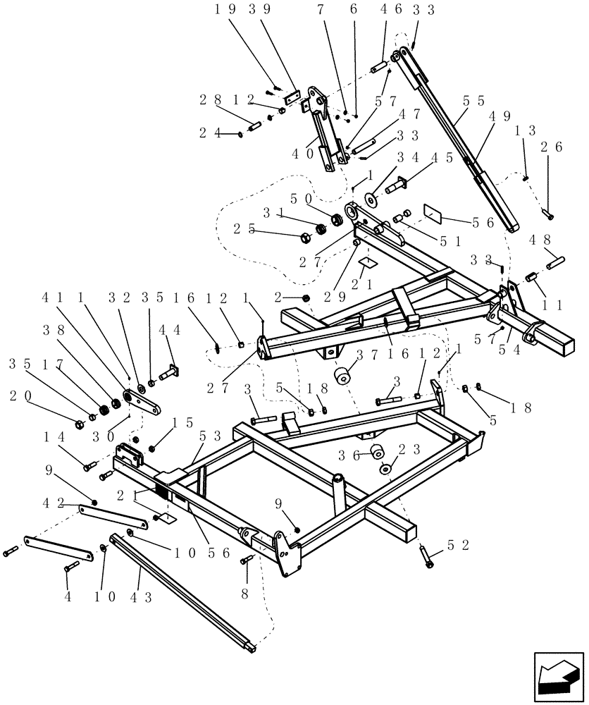 Схема запчастей Case IH 600 - (39.100.08) - 6 THREE SECTION OUTER WING ASSEMBLY (39) - FRAMES AND BALLASTING