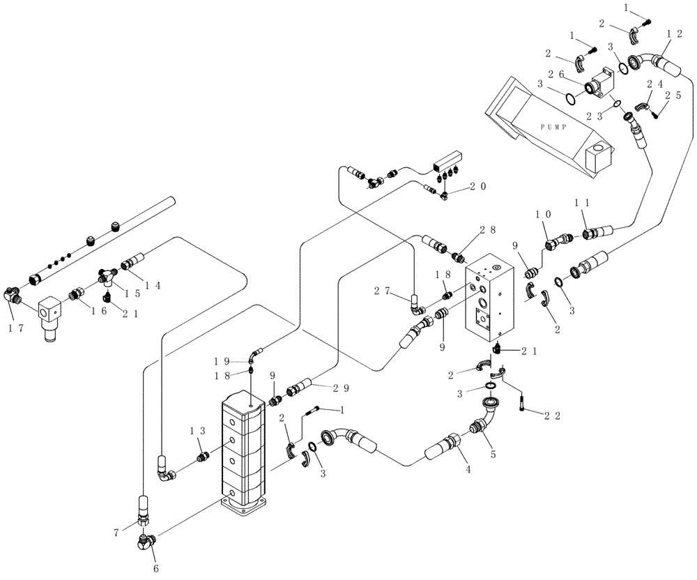 Схема запчастей Case IH 7000 - (B07.02[01]) - Hydraulic Circuit {Basecutter Vickers} (35) - HYDRAULIC SYSTEMS