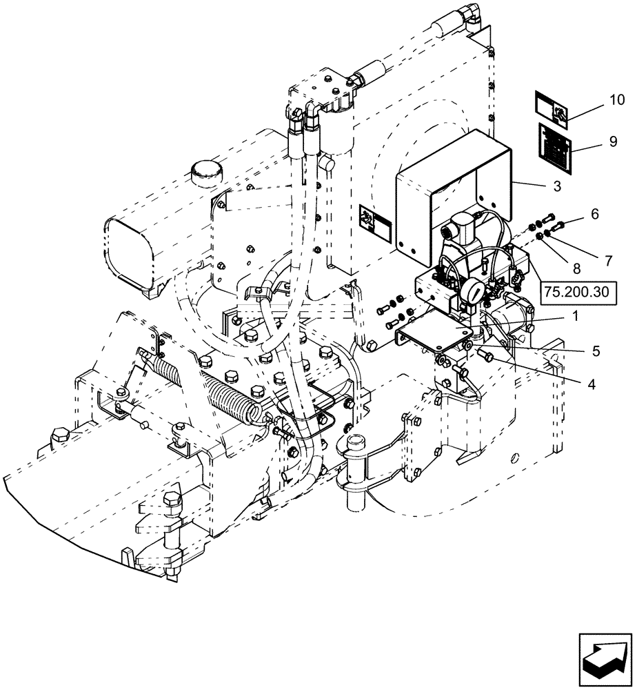 Схема запчастей Case IH 1240 - (75.200.27) - PNEUMATIC DOWN PRESSURE - AIR PUMP ASSEMBLY, TRACTOR MOUNTED PTO (75) - SOIL PREPARATION