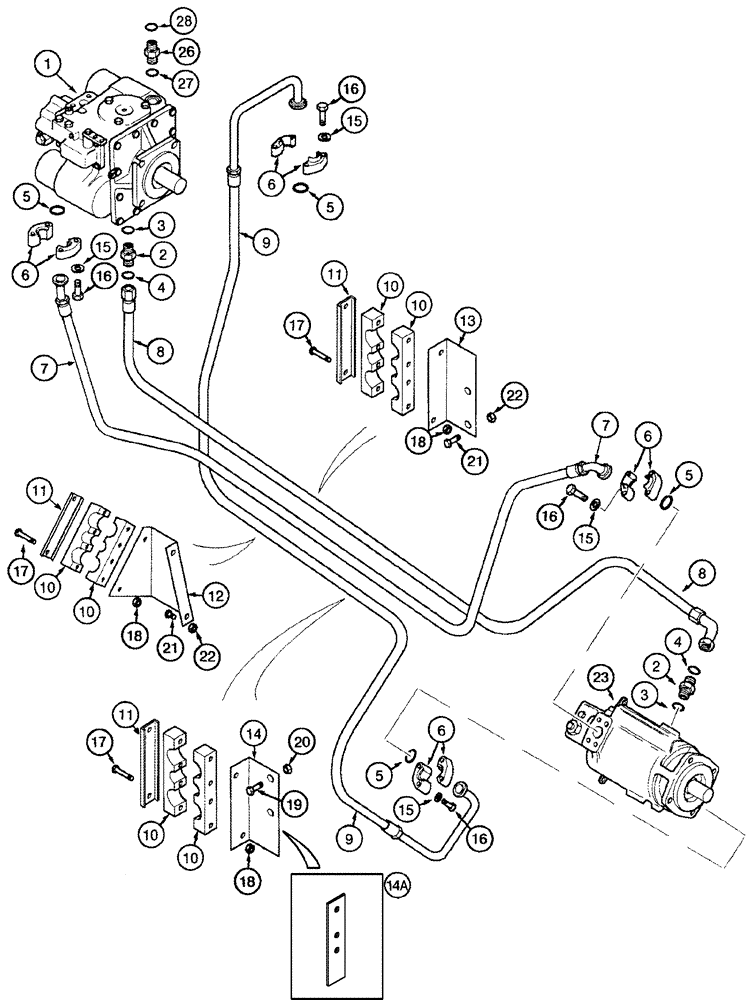 Схема запчастей Case IH 2377 - (06-02) - HYDROSTATICS - PUMP AND MOTOR - SINGLE SPEED MOTOR (03) - POWER TRAIN