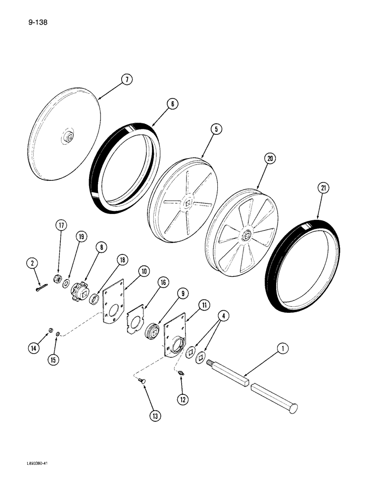 Схема запчастей Case IH 6300 - (9-138) - GANG PRESS WHEEL (09) - CHASSIS/ATTACHMENTS