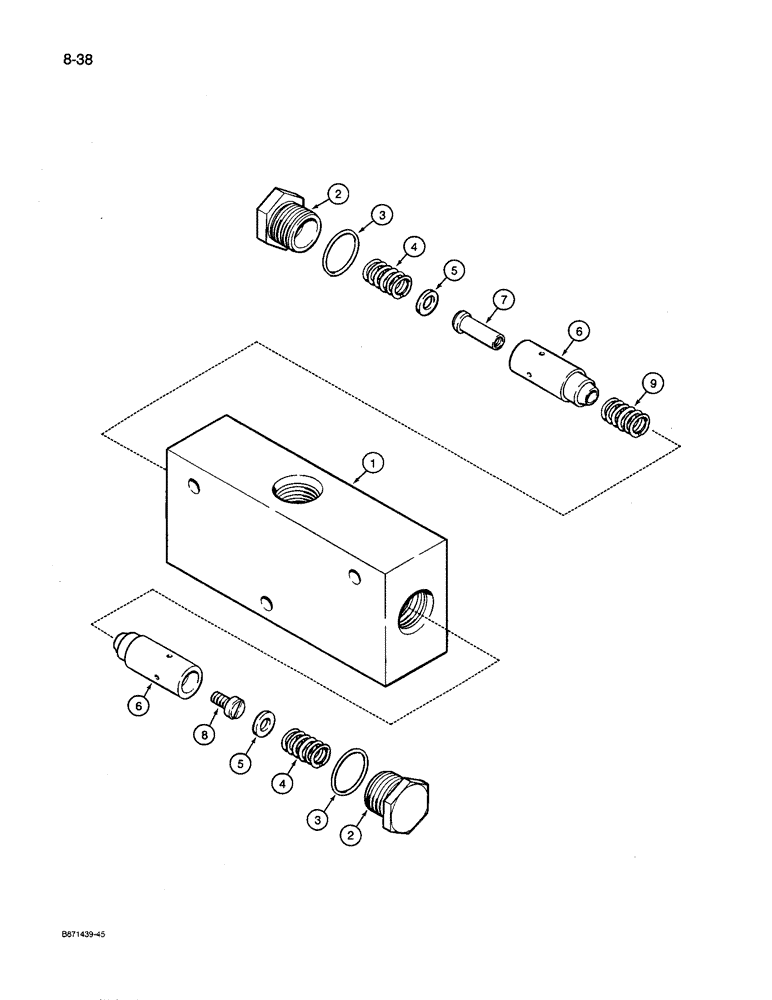 Схема запчастей Case IH 8600 - (8-38) - FLOW DIVIDER VALVE, 85072C1 (08) - HYDRAULICS