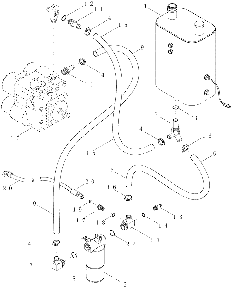 Схема запчастей Case IH 2388 - (08-02[02]) - HYDRAULICS - RESERVOIR TO HYDROSTATIC PUMP - ASN JJC0273000 (07) - HYDRAULICS