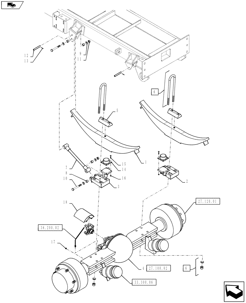 Схема запчастей Case IH TITAN 4030 - (27.100.01) - REAR AXLE MOUNTING (27) - REAR AXLE SYSTEM