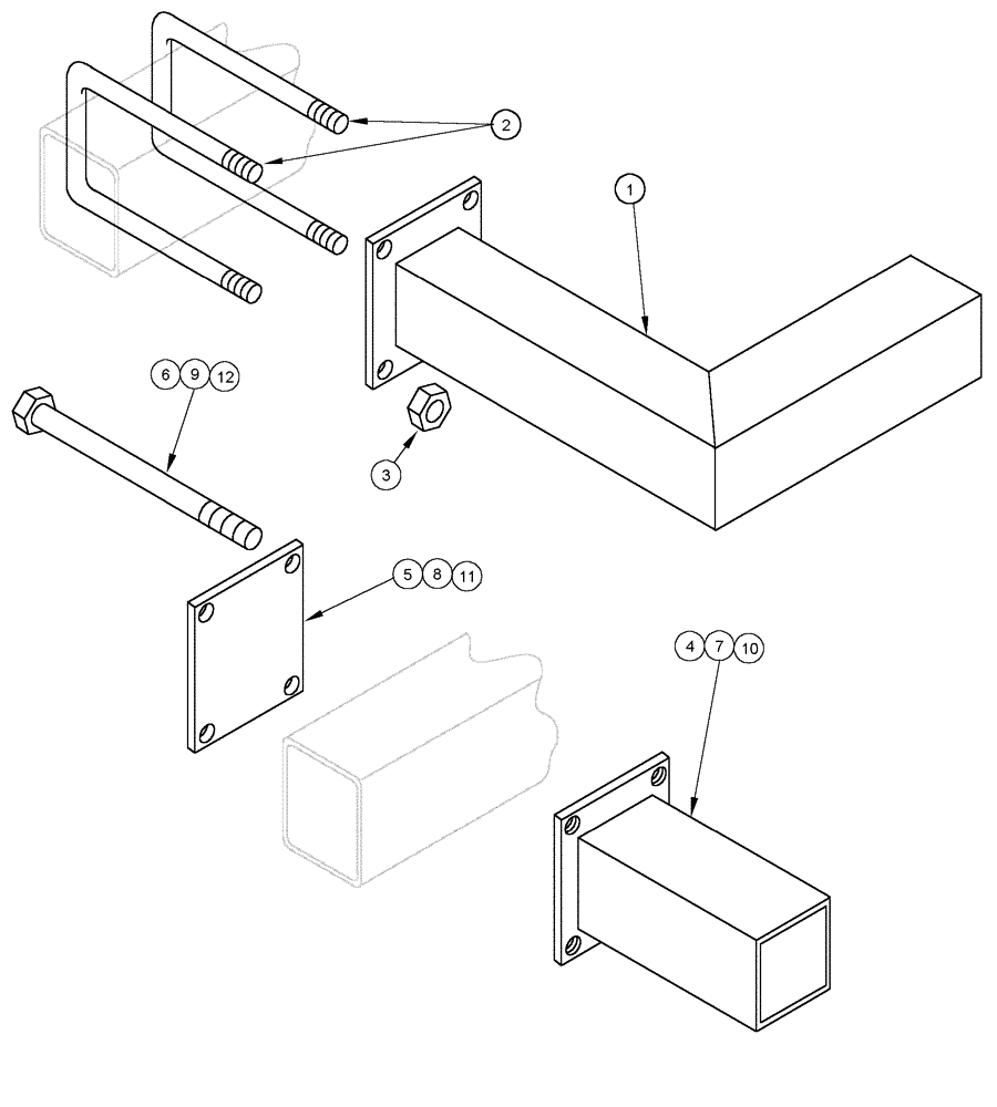 Схема запчастей Case IH ATX - (10-16) - COULTER STUBS - OFFSET AND TUBE MOUNTS (09) - CHASSIS/ATTACHMENTS