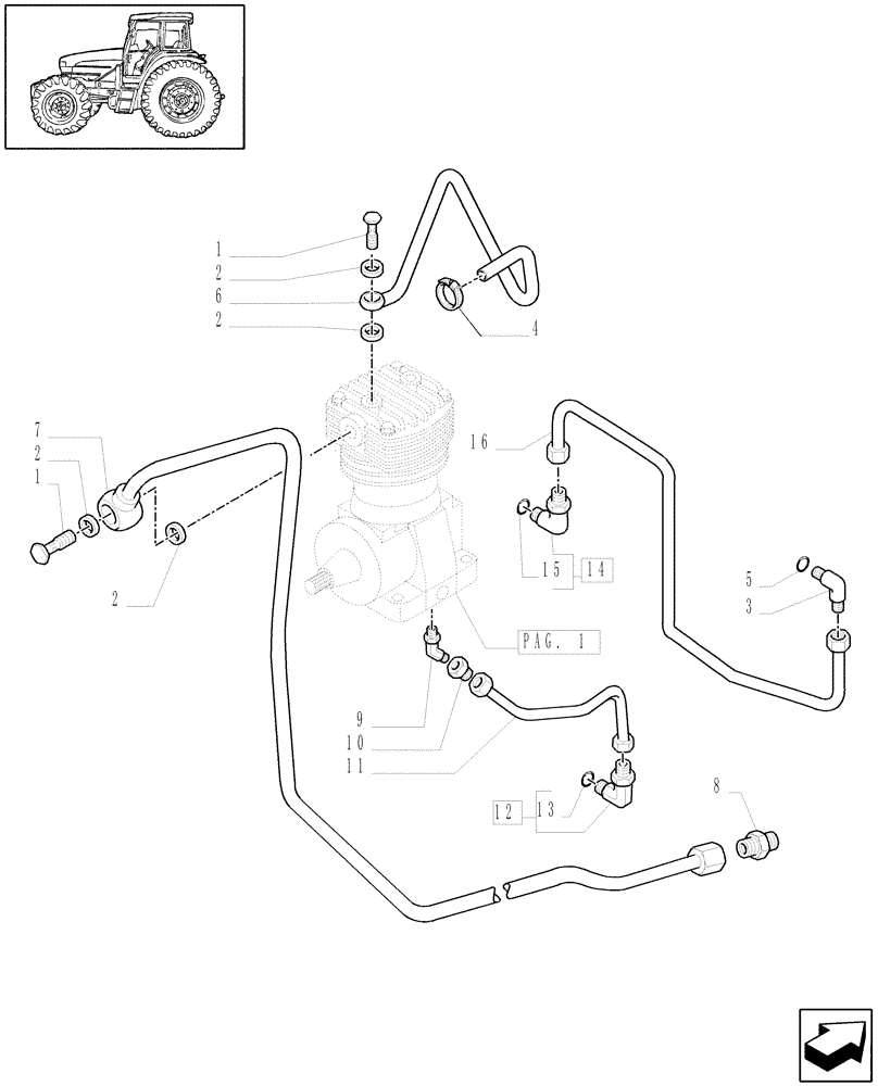 Схема запчастей Case IH MAXXUM 130 - (1.68.6[04B]) - TRAILER AIR BRAKE - PIPES - D5873 (VAR.332727-333727-332737-339737-332739-333739) (05) - REAR AXLE