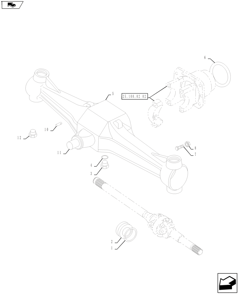 Схема запчастей Case IH FARMALL 65A - (25.100.01) - AXLE HOUSING - 4WD (25) - FRONT AXLE SYSTEM