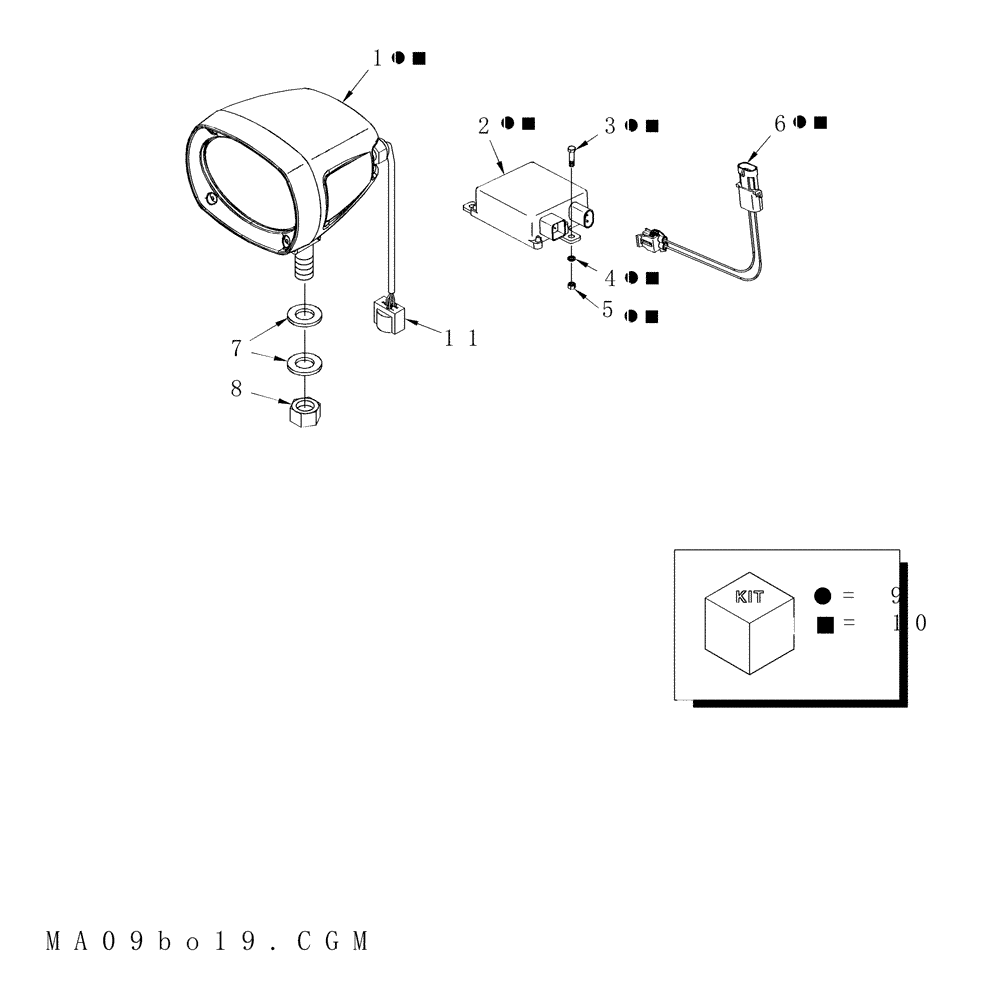 Схема запчастей Case IH STEIGER 335 - (04-26) - LAMPS - REAR FRAME, H.I.D. (04) - ELECTRICAL SYSTEMS