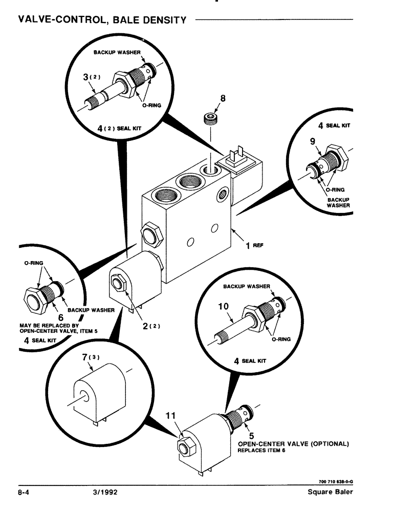 Схема запчастей Case IH 8570 - (8-04) - VALVE CONTROL, BALE DENSITY (07) - HYDRAULICS