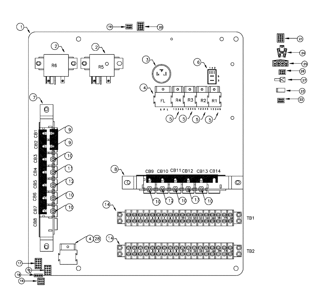 Схема запчастей Case IH FLX3300B - (08-002) - ELECTRICAL PANEL ASSEMBLY (06) - ELECTRICAL