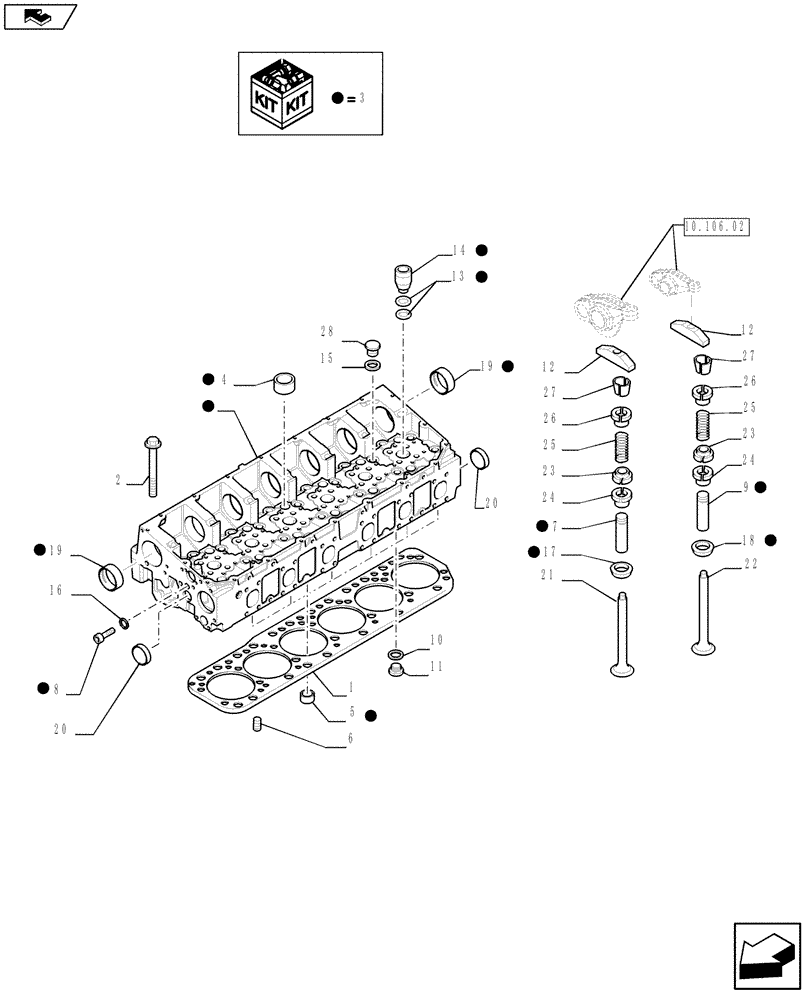 Схема запчастей Case IH 635 - (10.101.01) - CYLINDER HEAD & RELATED PARTS (10) - ENGINE