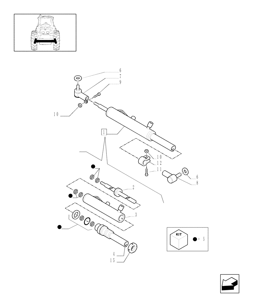 Схема запчастей Case IH MXU100 - (1.41.0/03[03A]) - (VAR.417) 2WD HEAVY DUTY FRONT AXLE - HYDRAULIC STEERING CYLINDER - ASN 216506 (04) - FRONT AXLE & STEERING