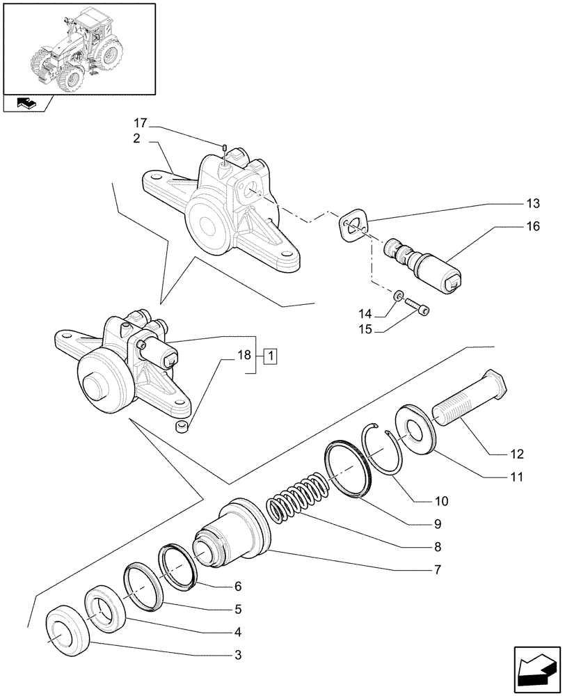 Схема запчастей Case IH PUMA 155 - (1.80.5/01A) - FRONT POWER TAKE-OFF - CYLINDER - BREAKDOWN (VAR.333648-334648-335648-330847-331847-332847-333847-334847-335487) (07) - HYDRAULIC SYSTEM