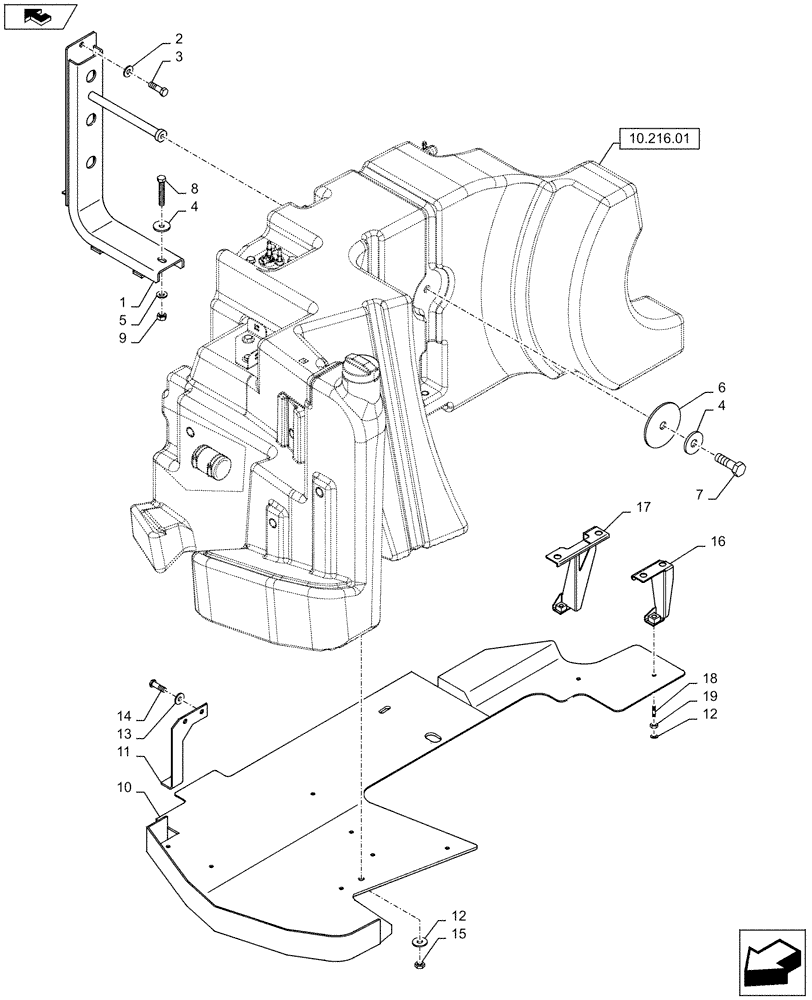 Схема запчастей Case IH PUMA 160 - (10.216.03) - VAR - 330142, 336142 - FUEL TANK PROTECTION - GUARD (10) - ENGINE