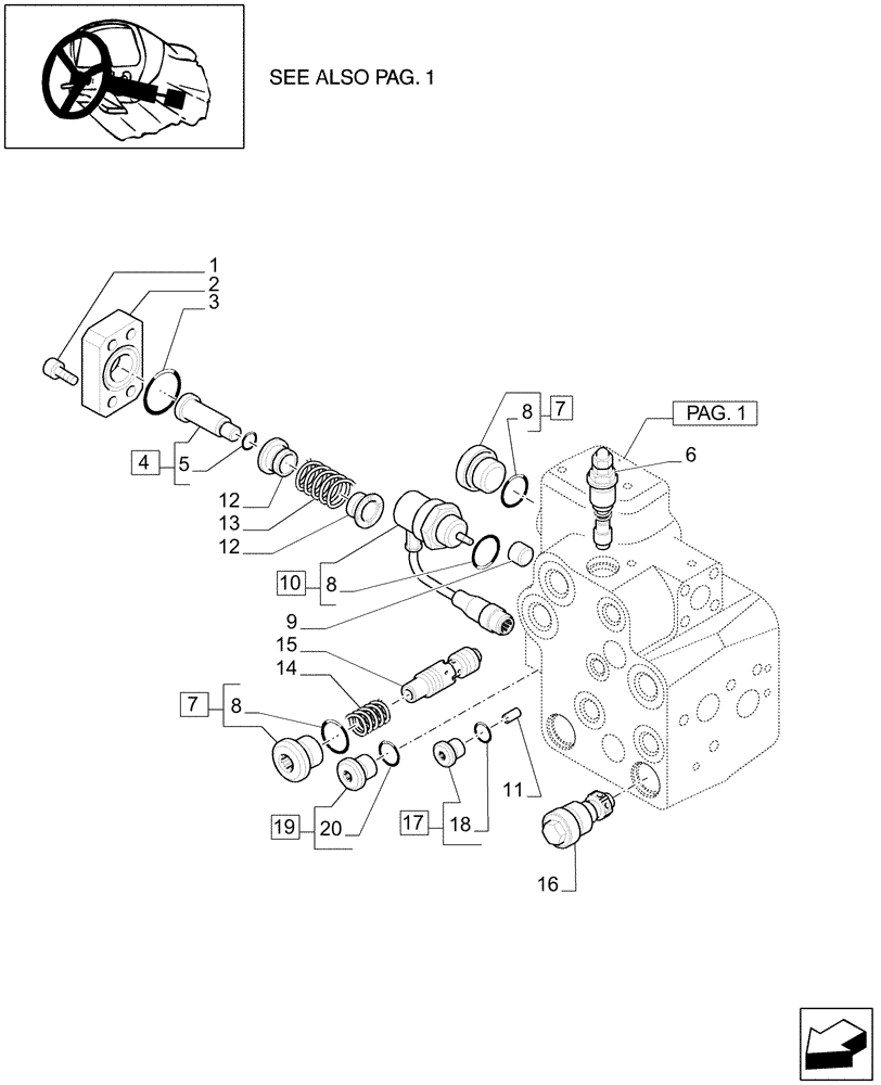 Схема запчастей Case IH MXU135 - (1.95.5/04B[02]) - (VAR.360-636) FAST STEERING - VALVE - BREAKDOWN - C5420 (10) - OPERATORS PLATFORM/CAB