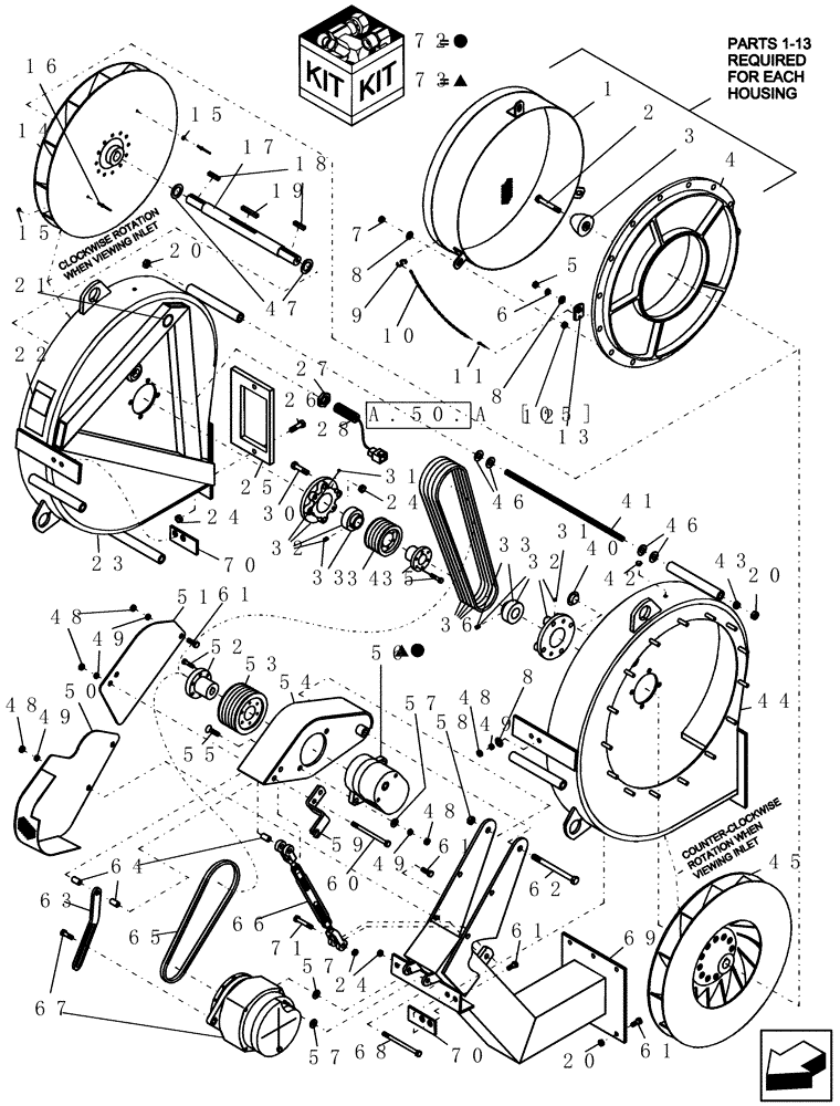 Схема запчастей Case IH ADX2230 - (L.10.D[04]) - DUAL FAN ASSEMBLY L - Field Processing