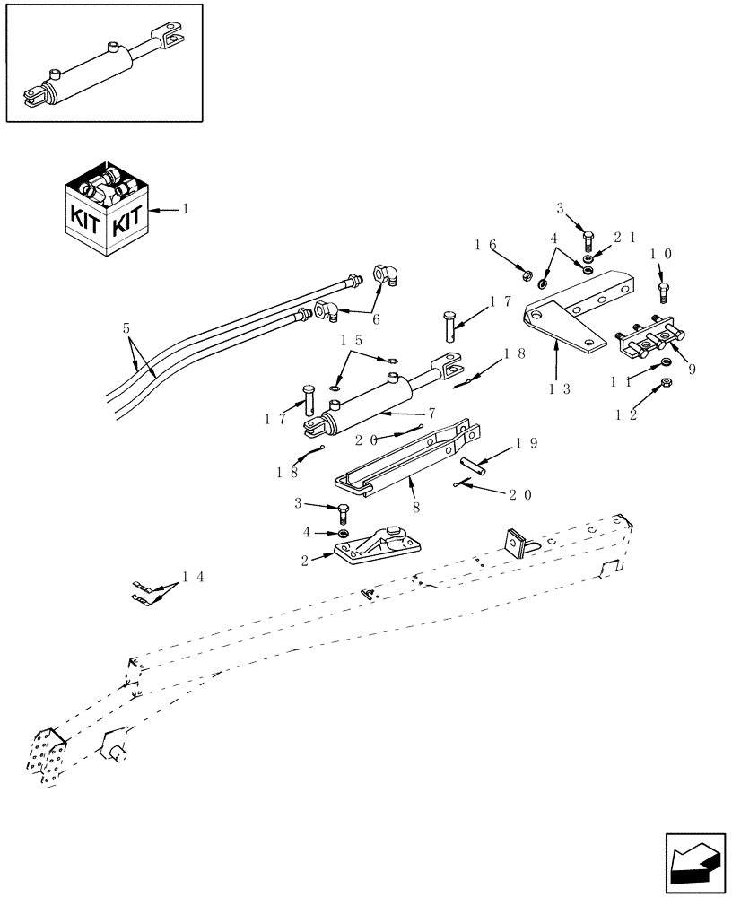 Схема запчастей Case IH SMX91 - (07.03) - HYDRAULIC TONGUE SHIFT KIT (07) - HYDRAULICS