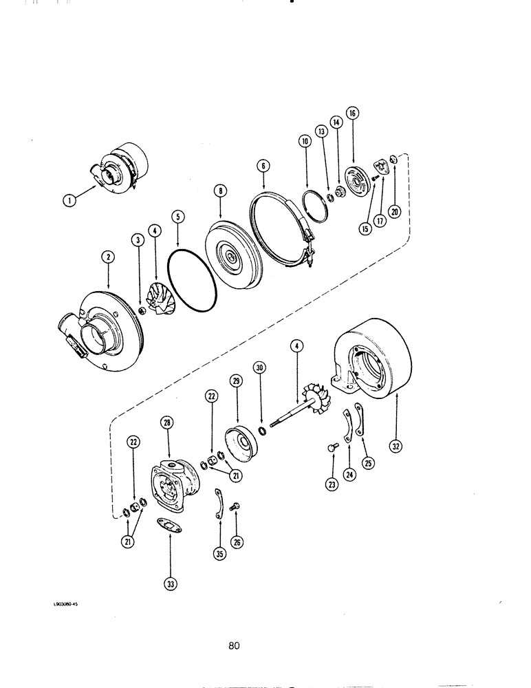 Схема запчастей Case IH 6590TA - (080) - TURBOCHARGER ASSEMBLY, 6T-590 AND 6TA-590 ENGINE 