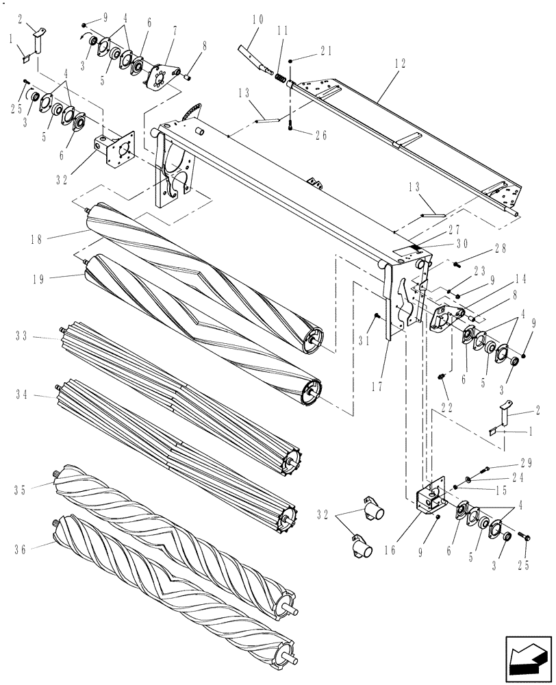 Схема запчастей Case IH RDX161 - (002[3]) - CONDITIONING ROLLS, CHEVRON (58) - ATTACHMENTS/HEADERS