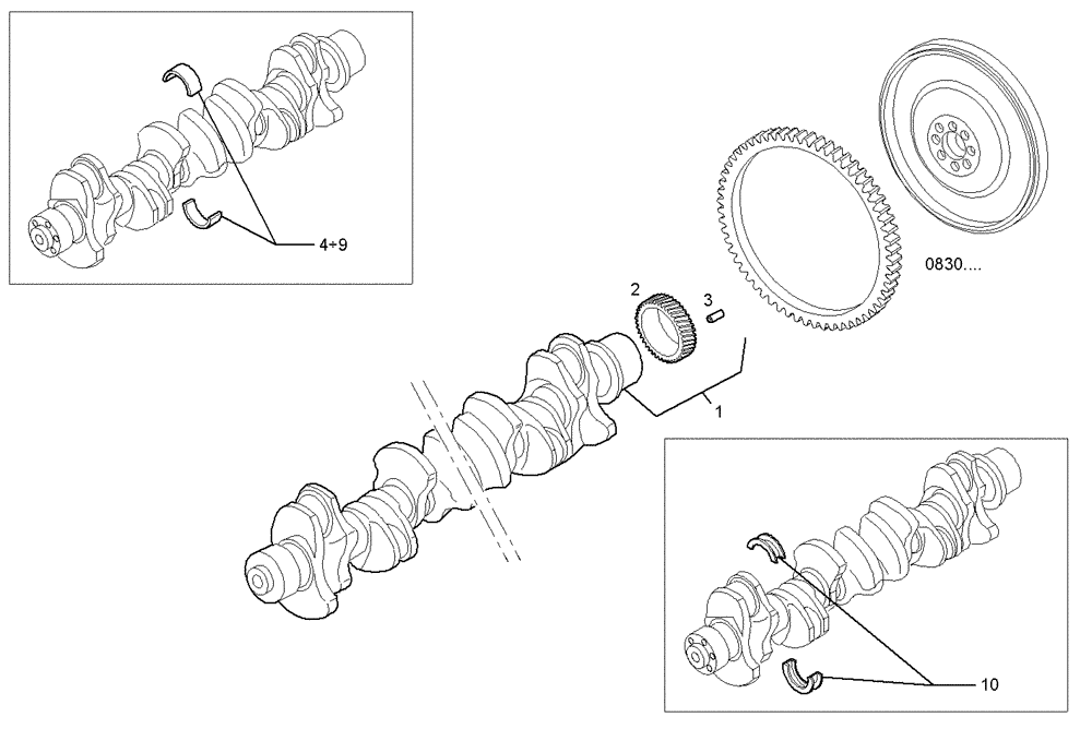 Схема запчастей Case IH F2CE9684P E008 - (0801.022) - CRANK SHAFT 