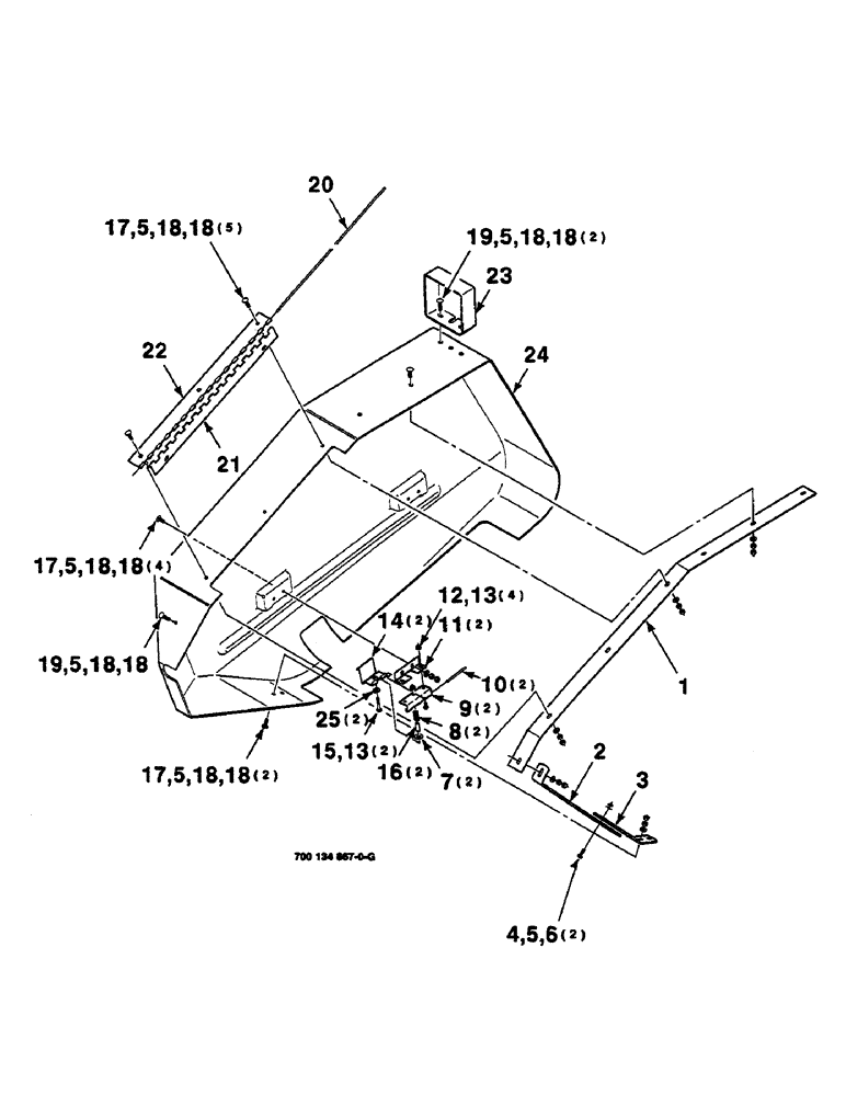 Схема запчастей Case IH 625 - (7-18) - SHIELD ASSEMBLY, RIGHT (58) - ATTACHMENTS/HEADERS