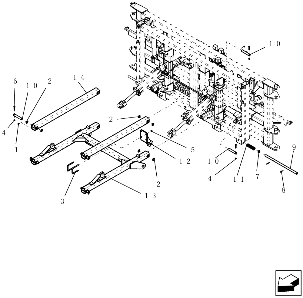 Схема запчастей Case IH SRX160 - (E.10.B[05]) - MAIN FRAME - SUSPENDED BOOM - PARALLEL LINKS TO CENTER SECTION E - Body and Structure