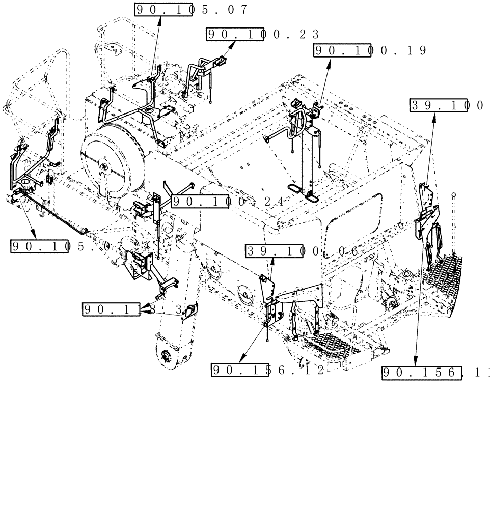 Схема запчастей Case IH 8010 - (90.000.00[02]) - SECTION INDEX - BODY PANEL MOUNTS & HINGES (90) - PLATFORM, CAB, BODYWORK AND DECALS