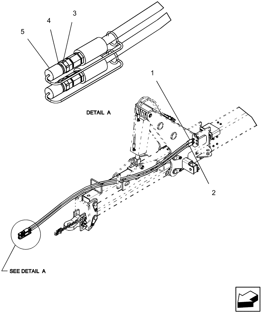 Схема запчастей Case IH 1250 - (35.220.03) - HYDRAULICS - DRAWBAR HITCH TRACTOR HOSES, LIFT AND FOLD (35) - HYDRAULIC SYSTEMS